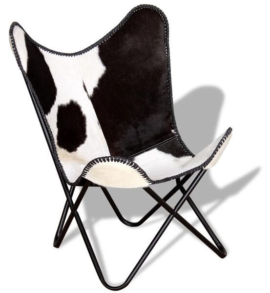 Butterfly Chair Black and White Real Cowhide Leather