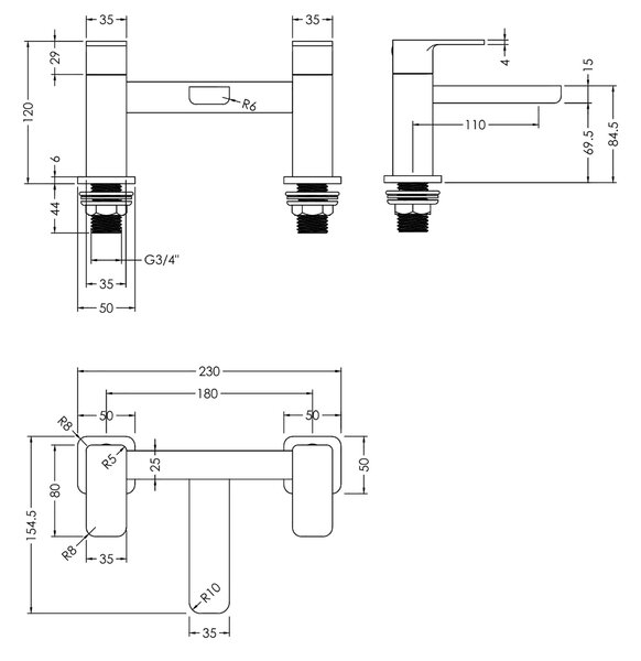 Windon Deck Mounted Bath Filler Tap