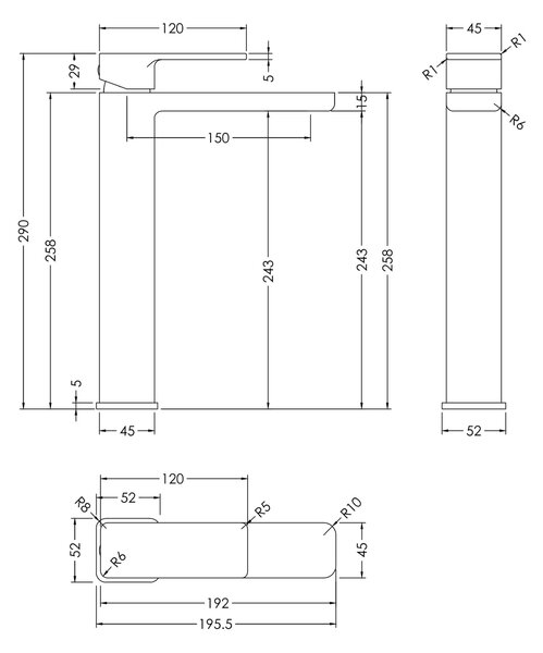 Windon High Rise Mono Basin Mixer Tap