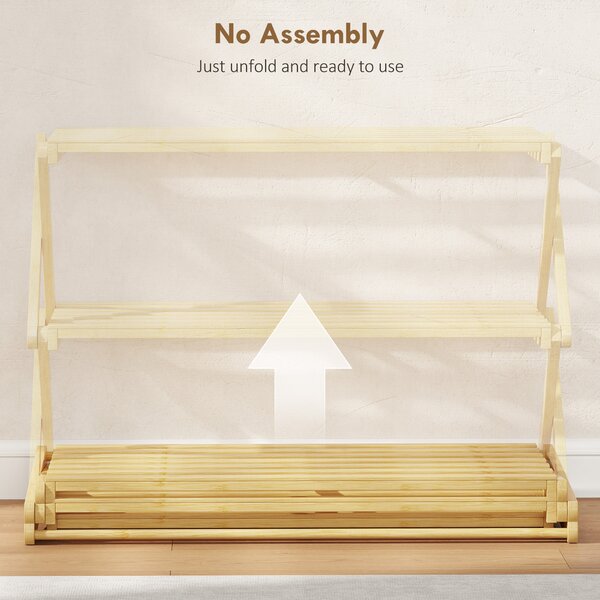 HOMCOM 3-Tier Bamboo Shoe Rack, No Assembly - Natural