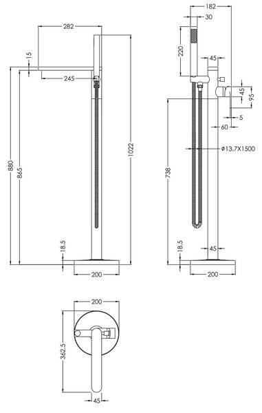 Arvan Freestanding Bath Shower Mixer Tap