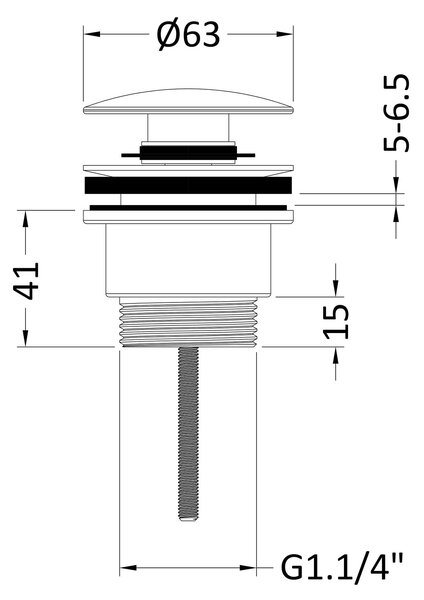 Push Button Universal Basin Waste Slotted and Unslotted