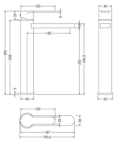 Arvan High Rise Mono Basin Mixer Tap No Waste