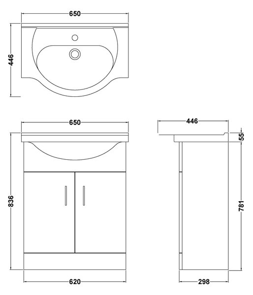 Mayford 2 Door Vanity Unit with Round Basin