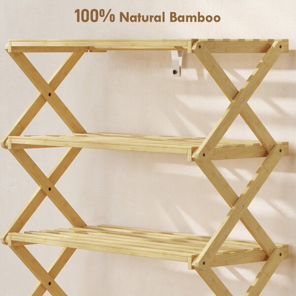 HOMCOM 4-Tier Bamboo Shoe Rack, No Assembly - Natural