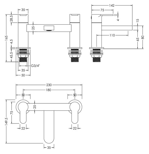 Arvan Deck Mounted Bath Filler