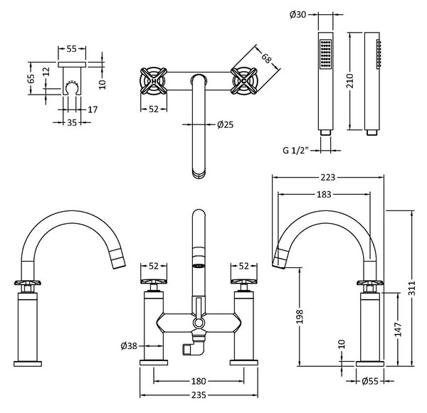 Aztec Bath Shower Mixer Tap