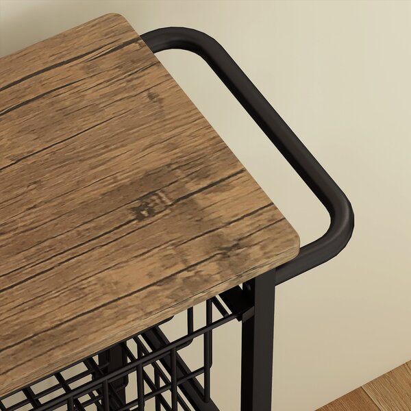HOMCOM 4 Basket Mobile Kitchen Island with Brakes, Storage Cart with Oak/Black Finish for Kitchen Aosom UK