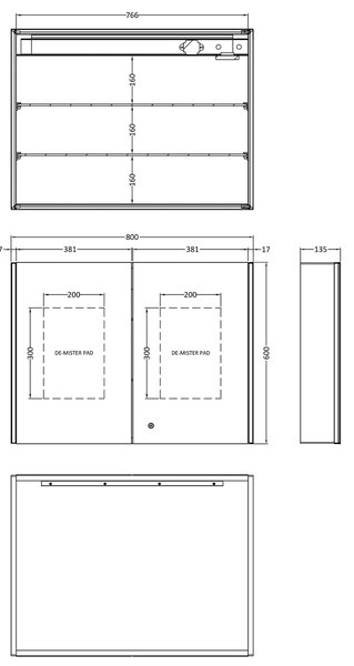 LED Double Mirror Cabinet