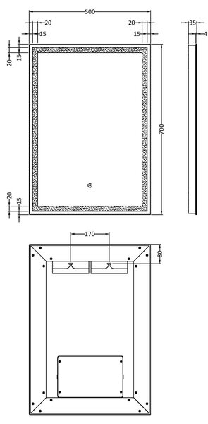 Rectangle Touch LED Full Border Wall Mirror