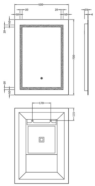 Rectangle Touch LED Wall Mirror