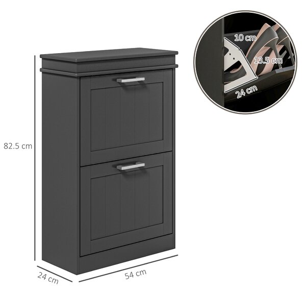 HOMCOM Two-Drawer Minimalistic 10-Shoe Cabinet - Black