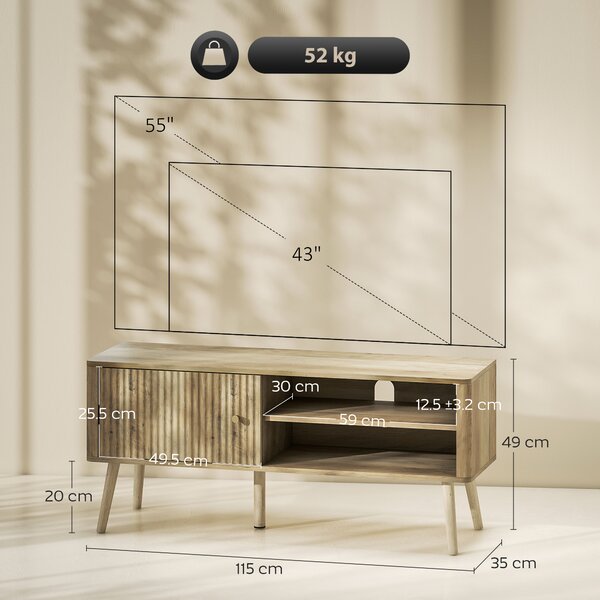 HOMCOM TV Stand Cabinet for TVs up to 55" - Oak