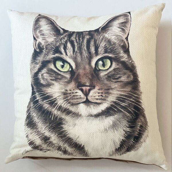 Christine Varley Tabby Cat Square Cushion