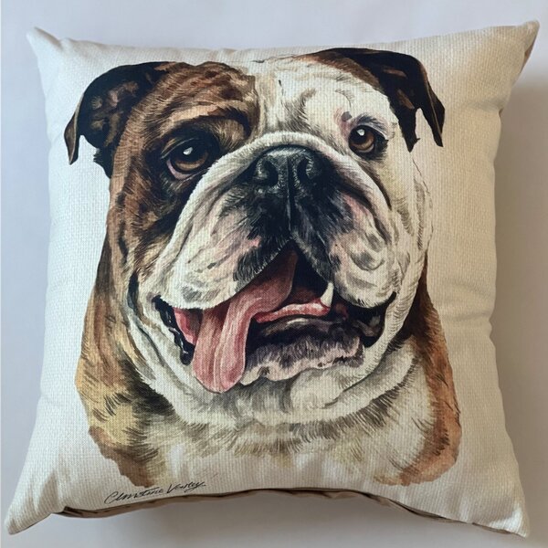 Christine Varley British Bulldog Square Cushion