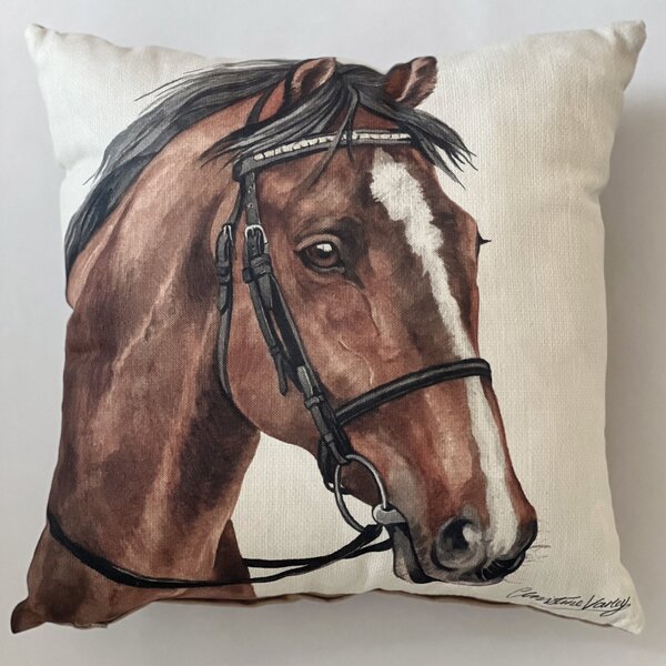 Christine Varley Brown Bay Horse Square Cushion