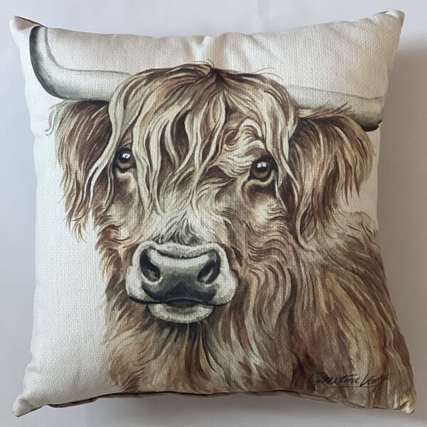 Christine Varley Highland Cow Square Cushion