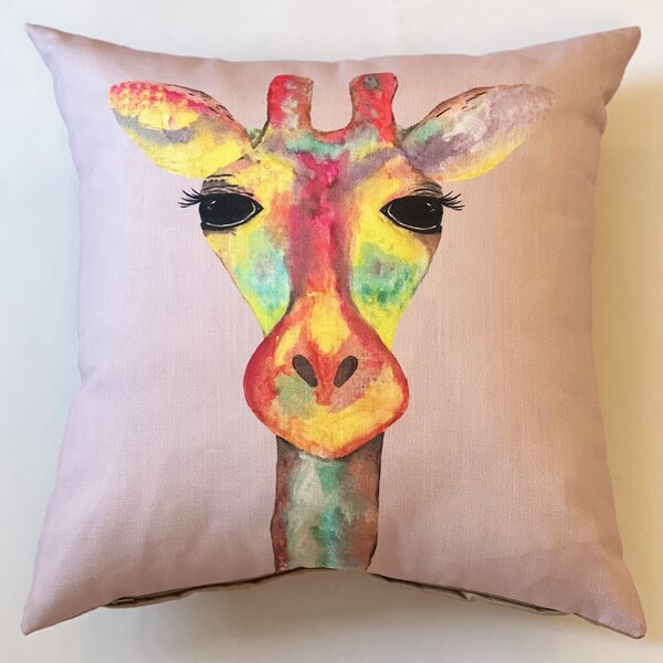 Daro Pink Giraffe Square Cushion