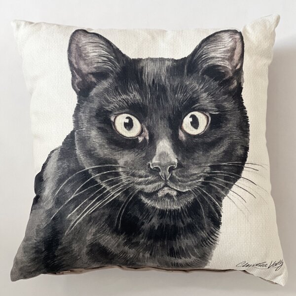 Christine Varley Black Cat Square Cushion