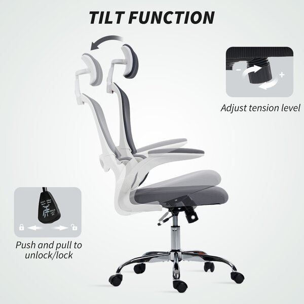 HOMCOM Mesh Back Office Chair, with Lumbar Support - Charcoal Grey