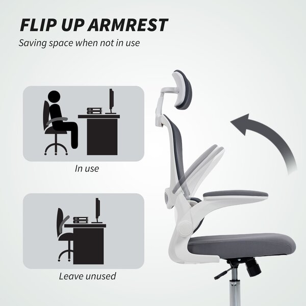 HOMCOM Mesh Back Office Chair, with Lumbar Support - Charcoal Grey