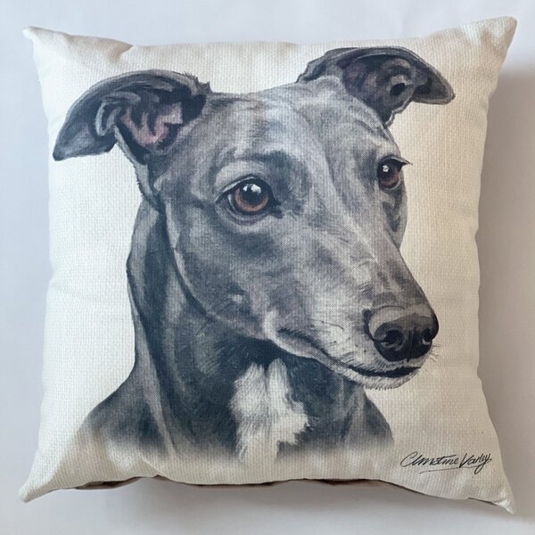 Christine Varley Greyhound Square Cushion