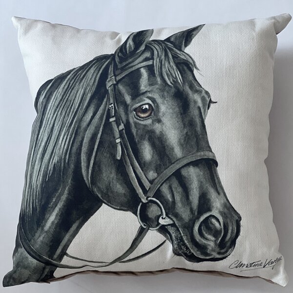 Christine Varley Black Horse Square Cushion