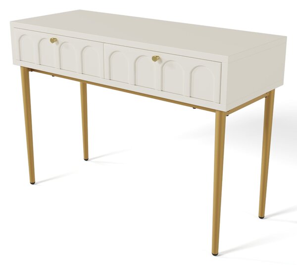 Space-Saving Dressing Table with 2 Drawers, Robust Construction, Vanity for Bedroom and Living Room, 100L x 45W x 76.5H cm, White Aosom.UK