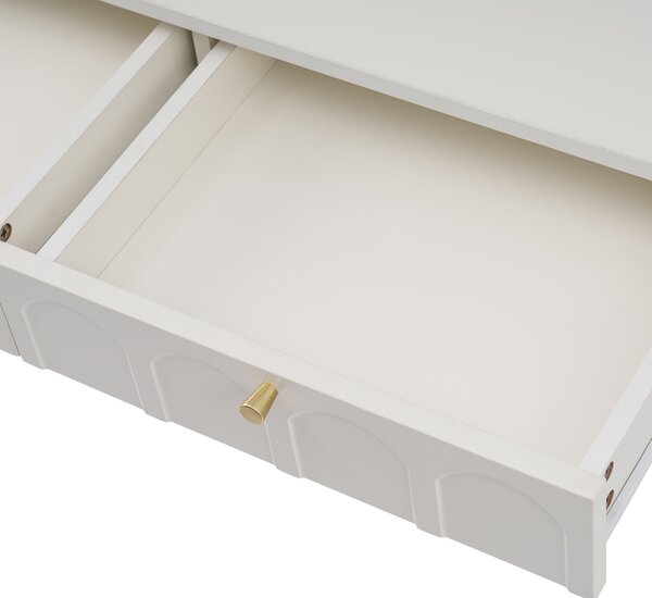 Space-Saving Dressing Table with 2 Drawers, Robust Construction, Vanity for Bedroom and Living Room, 100L x 45W x 76.5H cm, White Aosom.UK