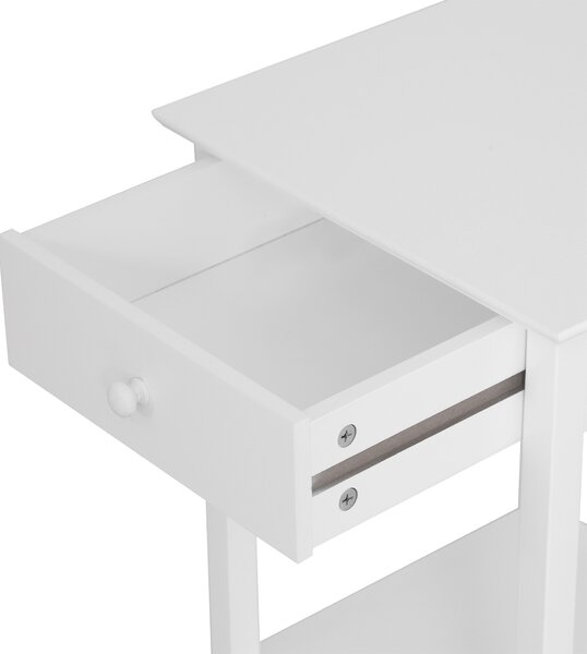 HOMCOM Wooden Bedside Cabinet with Drawer and Shelf, Multipurpose Nightstand for Bedroom, White Aosom UK