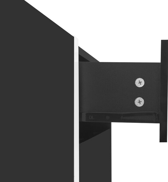 High-gloss Finish TV Cabinet with 3 Doors and 1 Drawer, Contrasting Base, TV Stand for Living Room, 170L x 29.5W x 40H cm, Black+White Aosom UK