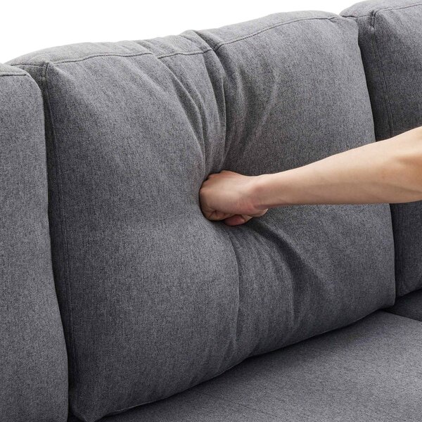 L-Shaped Corner Sofa Bed with Storage, 3 Seater Pull-Out Convertible Settee with Cup Holders and Magazine Pockets, 212x141x87.5 cm, Grey Aosom UK
