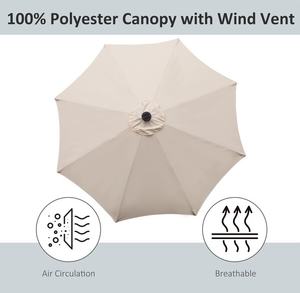 Outsunny 24 LED Solar Powered Parasol Umbrella-Creamy White