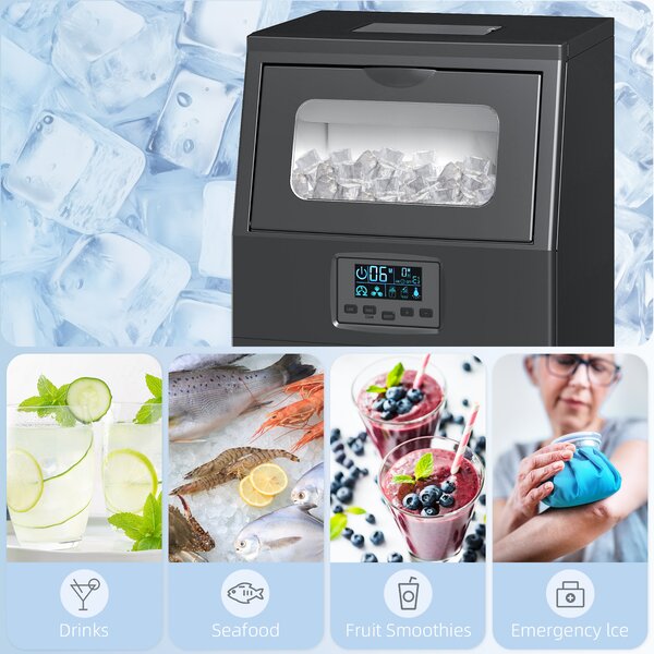HOMCOM Commercial Ice Maker with 4kg Ice Storage - Black