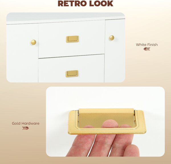 HOMCOM Modern White and Gold Sideboard