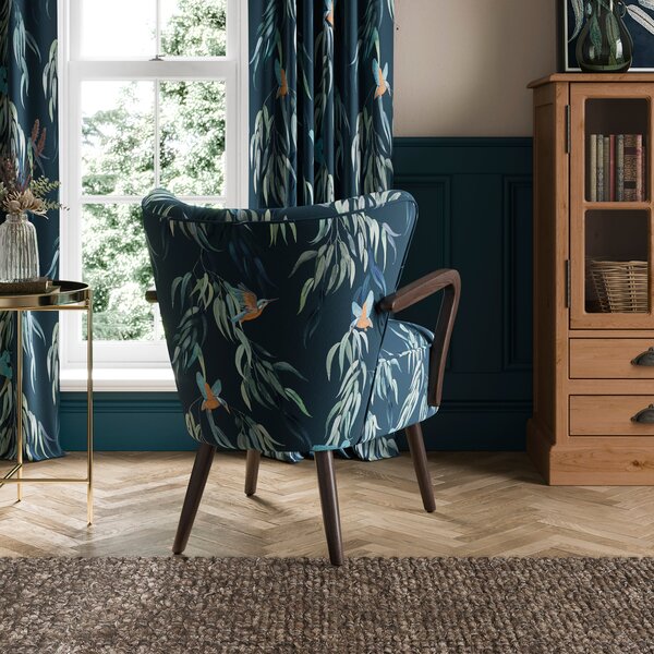 Eliza Flatweave Kingfisher Print Wooden Armchair