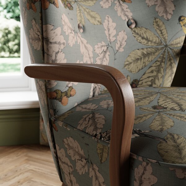 Eliza Flatweave Arboretum Print Wooden Armchair