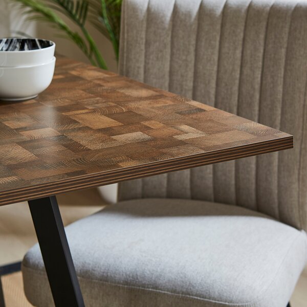 Brayden 4 Seater Square Dining Table, Parquet Effect