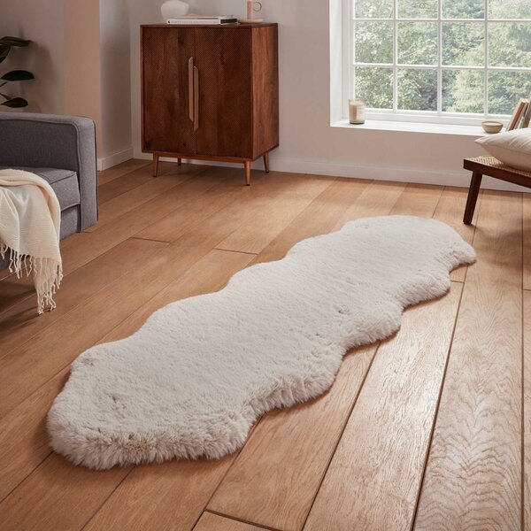 Super Teddy Double Sheepskin - 60cm x 180cm Shaggy Rug Beige