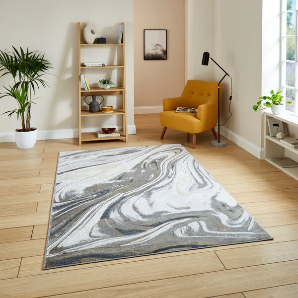 Tidal TL841 Metallic Effect Yarn Rug Silver