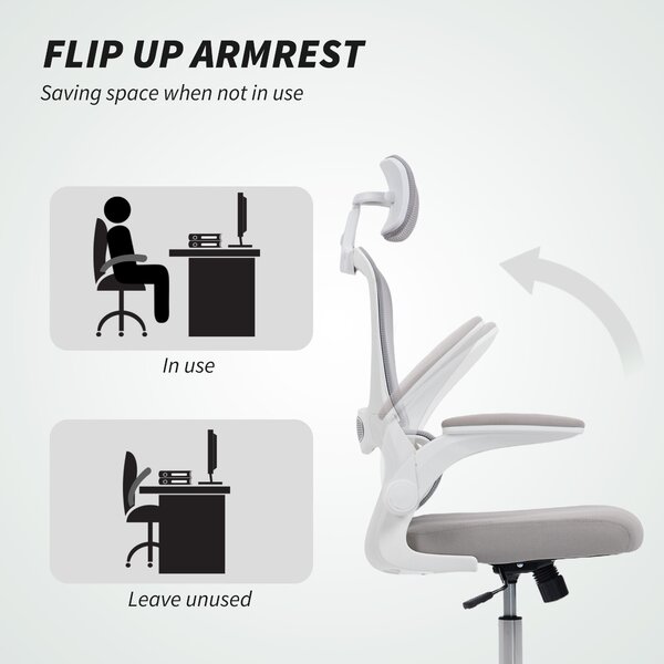 HOMCOM Mesh Back Office Chair, with Lumbar Support - Grey