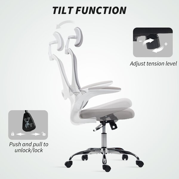 HOMCOM Mesh Back Office Chair, with Lumbar Support - Grey