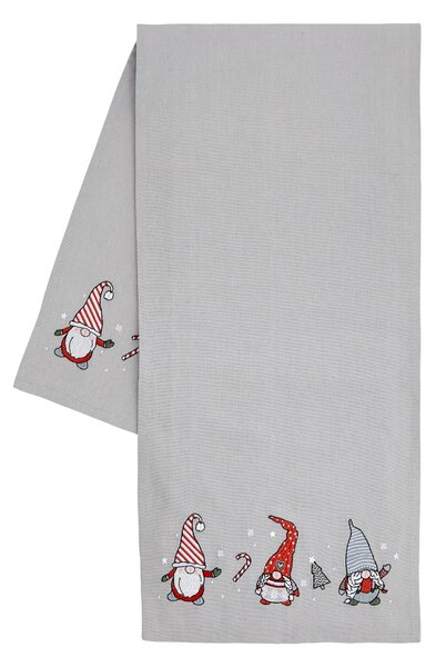 Catherine Lansfield Dining Christmas Gnomes Cotton 30cm x 220cm Runner Red