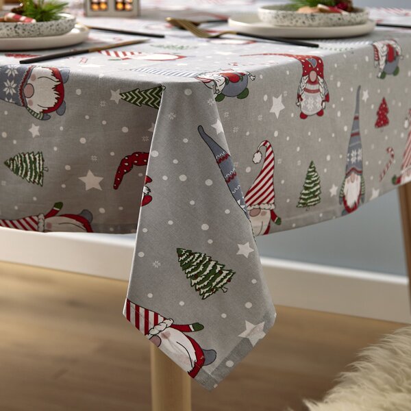 Catherine Lansfield Dining Christmas Gnomes Cotton Table Cloth Red