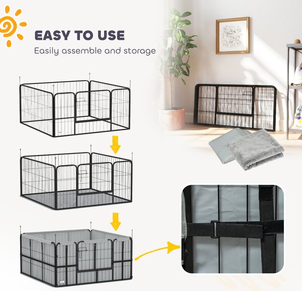 PawHut Steel Dog Whelping Box with Washable Whelping Pad, Wind-Resistant Cloth, for Small, Medium Dogs, 122 x 122 x 60cm