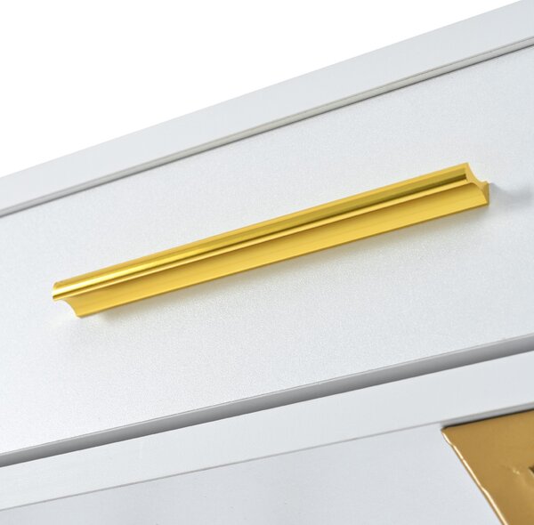 Console Table with 2 Drawers and Adjustable Legs, Light Modern Entryway Table with Metal Frame & Gold-plated Handle, 2 Drawers, 120x38x76 cm, White Aosom UK