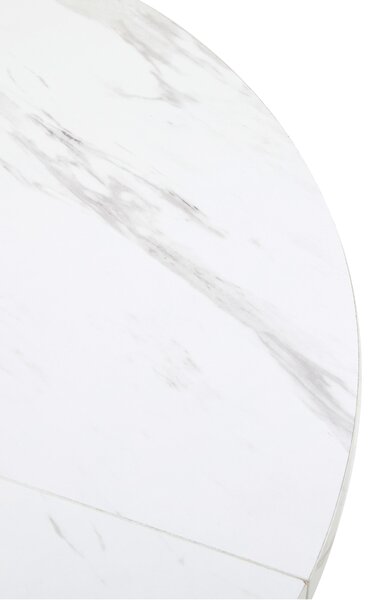 Modern Round Dining Table with MDF Marble Pattern Top, Sturdy Metal Frame, Perfect for Dining, Working, 100L x 100W x 75H cm, Gold+White Aosom.UK