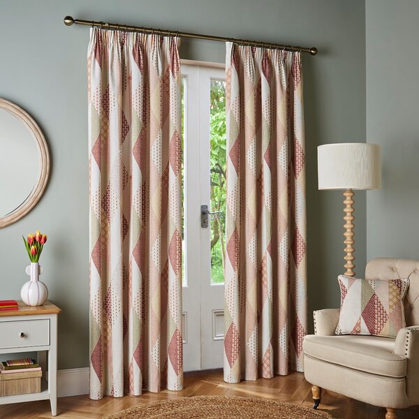 Patchwork Print Pencil Pleat Curtains