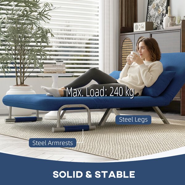 HOMCOM Two-Seater Click-Clack Sofa Bed - Dark Blue