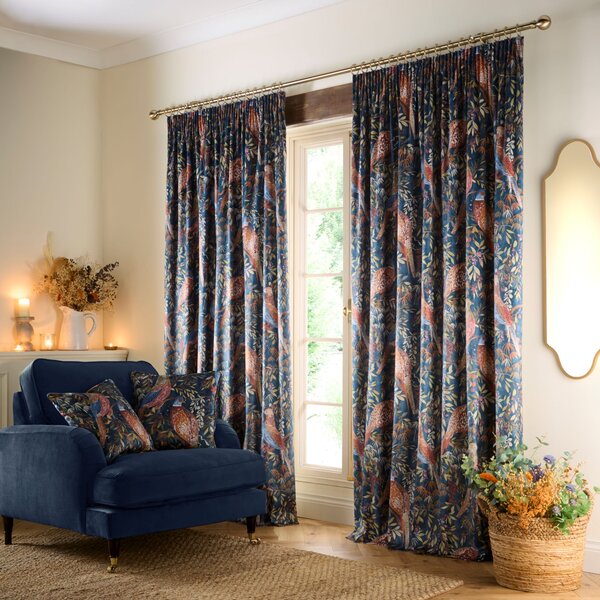 Woodland Pheasant Pencil Pleat Curtains